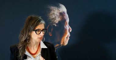 UN Special Rapporteur on the occupied Palestinian territories Francesca Albanese speaks during a press conference at the Nelson Mandela Foundation in Johannesburg, Oct. 22, 2025. (AFP Photo)