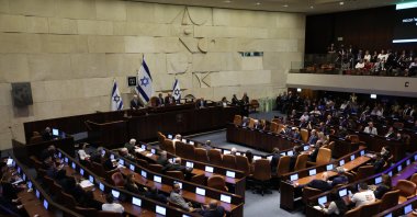 Israeli Prime Minister Benjamin Netanyahu delivers a speech at the opening of the winter session of the Israeli parliament, Knesset, in Jerusalem, Oct. 20, 2025. (EPA Photo)