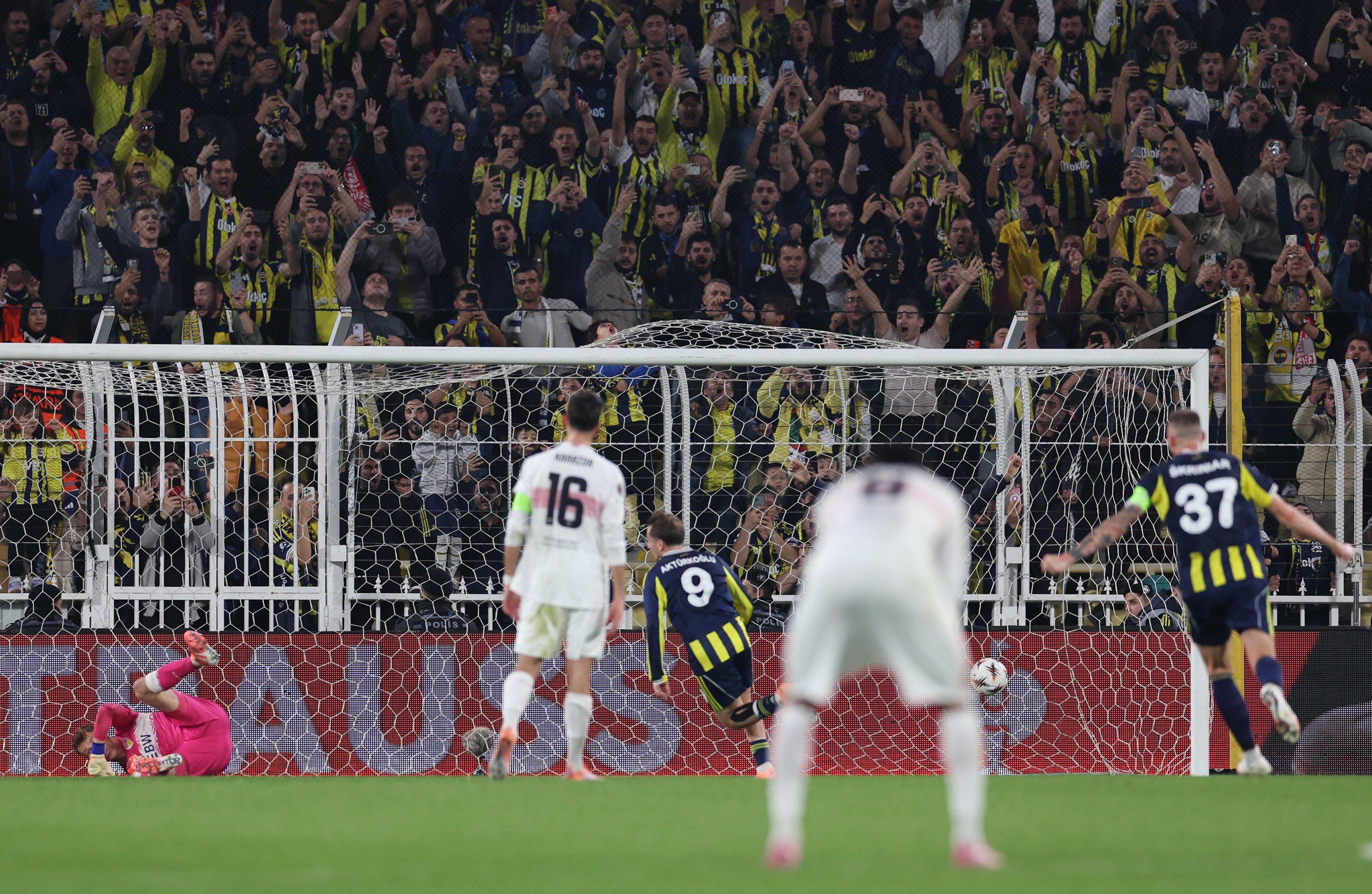 Fenerbahçe's Kerem Aktürkoğlu scores a goal from the penalty spot past Stuttgart's Alexander Nubel during the UEFA Europa League football match between Fenerbahçe and Stuttgart at the Chobani Stadium, Istanbul, Türkiye, Oct. 23, 2025. (Reuters Photo)