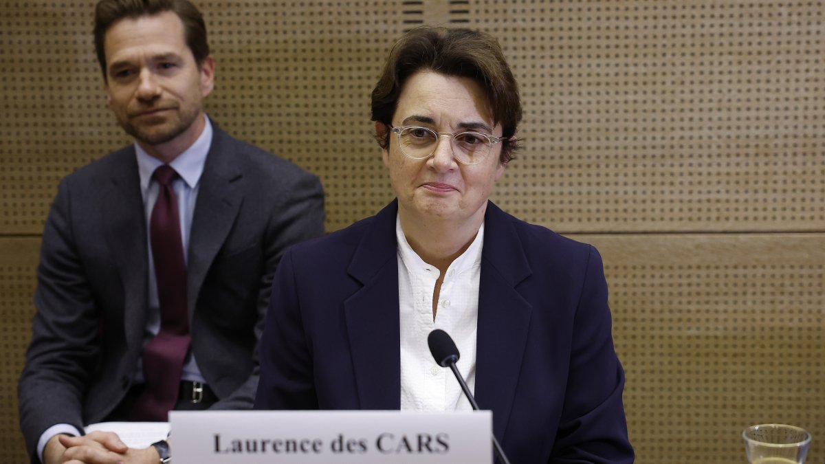 The president and director of the Louvre, Laurence des Cars (R), looks on prior to being questioned by senators following the spectacular burglary at the Louvre, at the French Senate, Paris, France, Oct. 22, 2025. (EPA Photo)