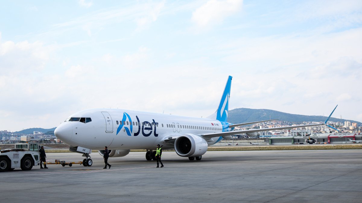 A Boeing 737-8 MAX of Turkish low-cost airline AJet at Sabiha Gökçen Airport, Istanbul, Türkiye, Oct. 17, 2025. (AA Photo)