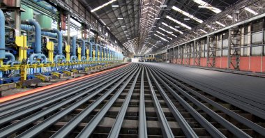 Railway wheel sets are seen at a facility of a Turkish steel and iron producer, Kardemir, Karabük, northern Türkiye, Oct. 20, 2025. (AA Photo)