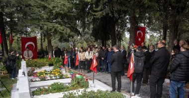 A commemoration ceremony was held for security guard Atakan Şahin Erdoğan at the cemetery in Ankara, Türkiye, Oct. 23, 2025. (AA Photo)