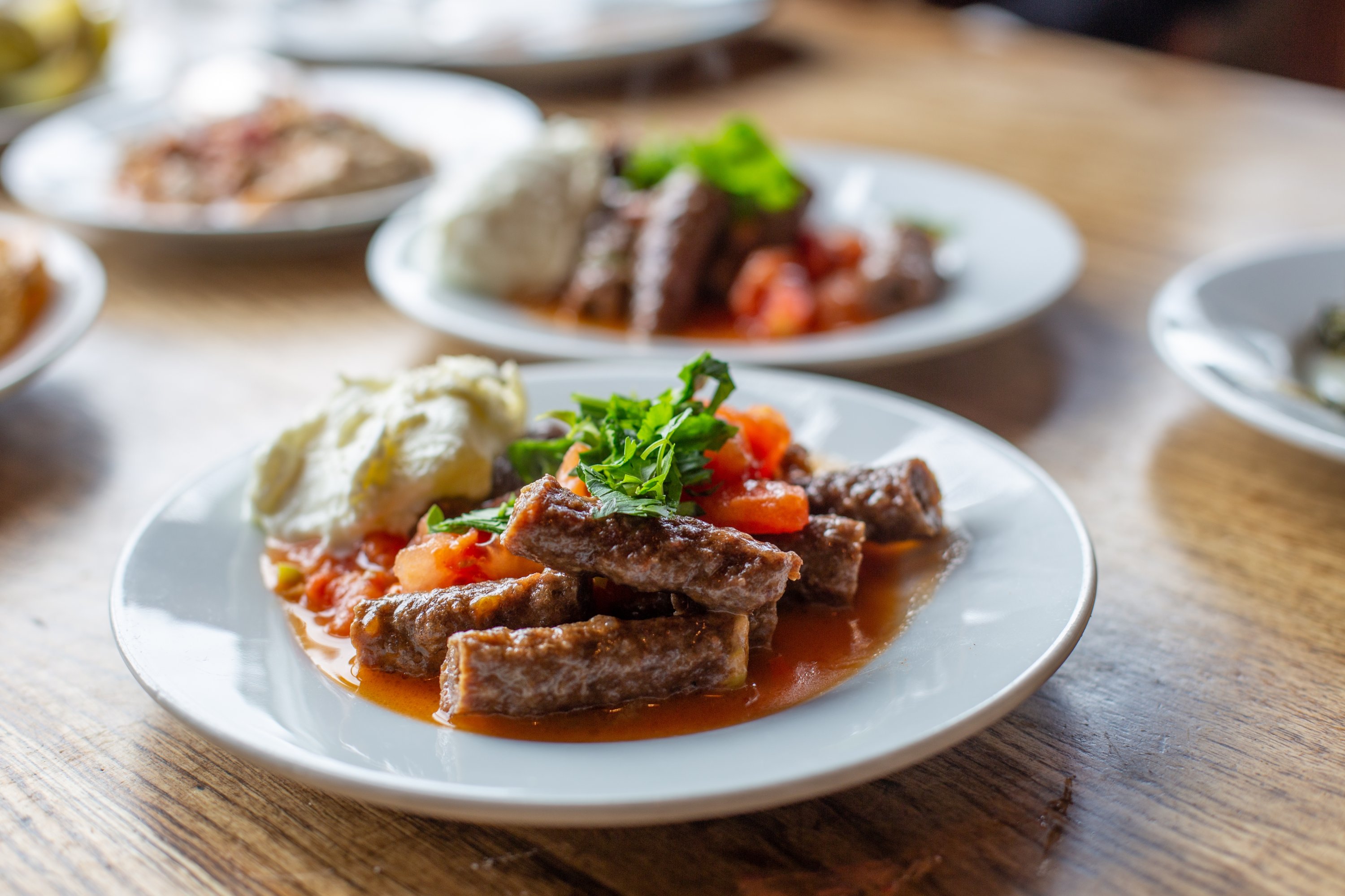 An Izmir tire kebap plate shows during the İzmir Culture Route Festival, İzmir, Türkiye, Oct. 25, 2025. (Courtesy of the Culture and Tourism Ministry)