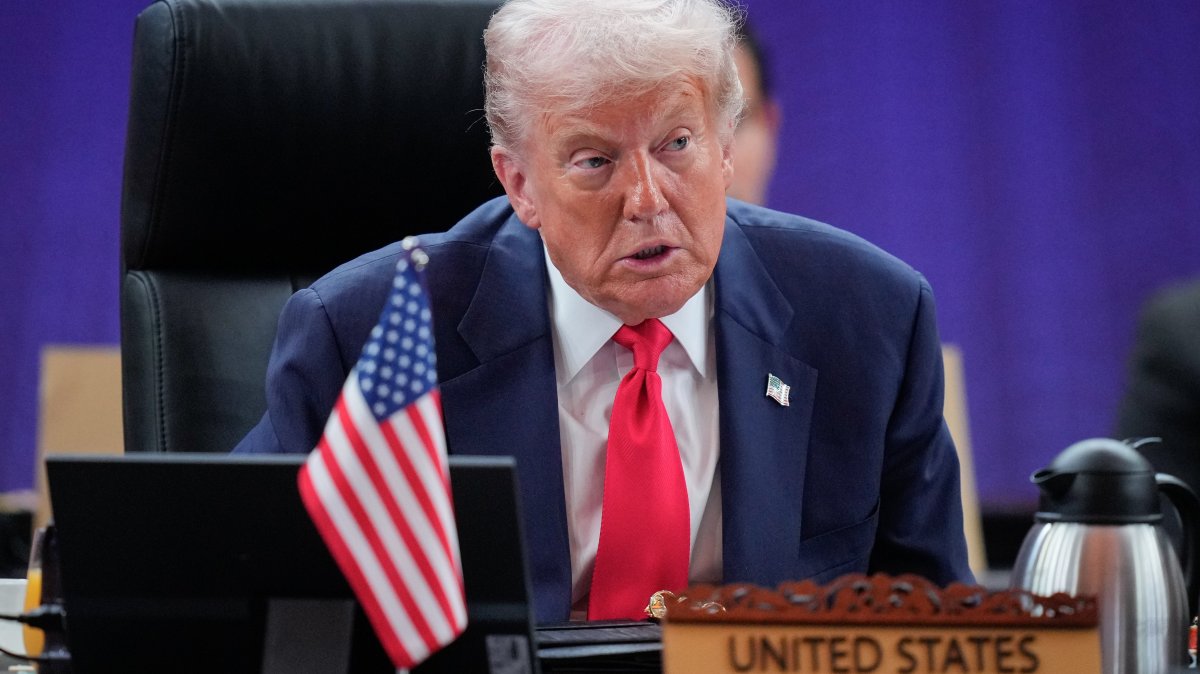 U.S. President Donald Trump speaks during the ASEAN Summit in Kuala Lumpur, Malaysia, Oct. 26, 2025. (EPA Photo)