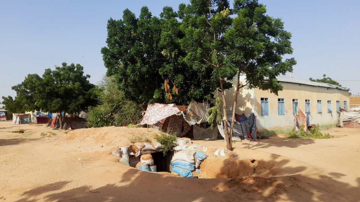 A shelter where displaced people protect themselves from the shelling in El Fasher, Sudan, Oct. 7, 2025. (Reuters Photo)