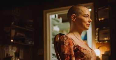 This image released by Focus Features shows Emma Stone in a scene from &quot;Bugonia.&quot; (AP Photo)