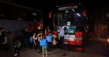 Syrian families are evacuated from the al-Hol camp in northeastern Syria, Oct. 26, 2025. (AA Photo)