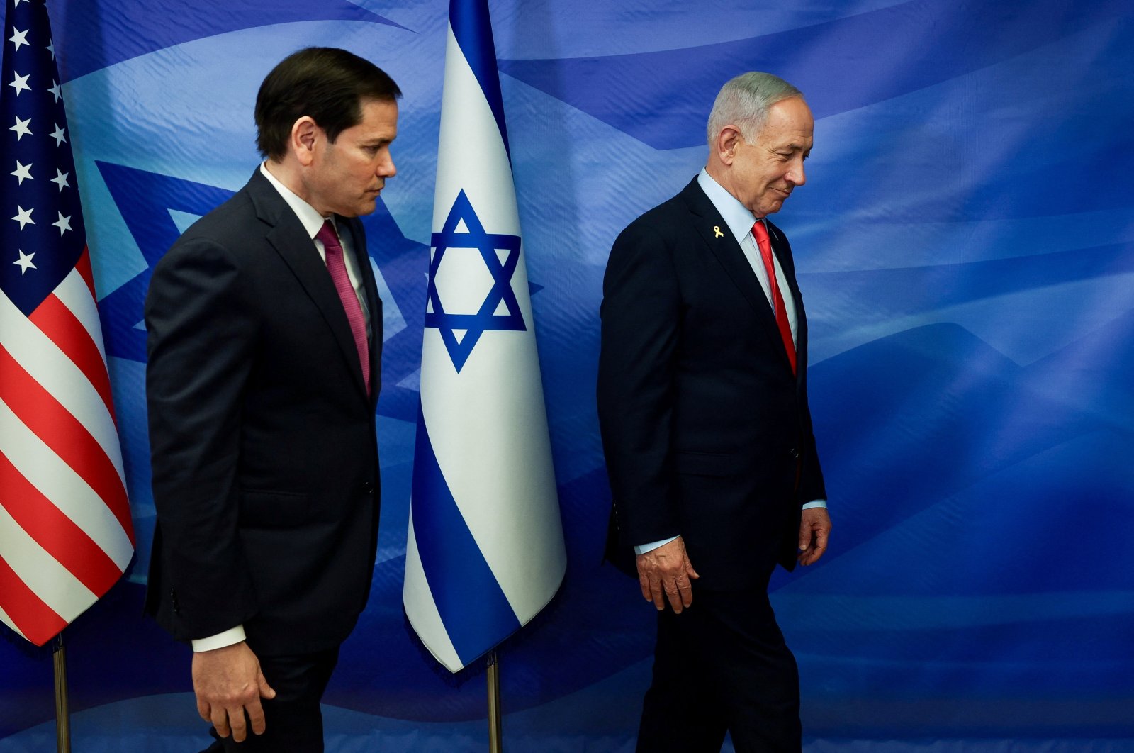 U.S. Secretary of State Marco Rubio (L) meets Israeli Prime Minister Benjamin Netanyahu, west Jerusalem, Israel, Oct. 23, 2025. (Reuters Photo)