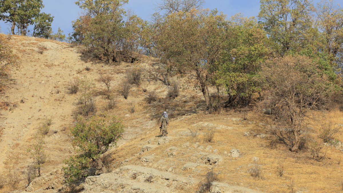 A PKK terrorist is seen somewhere in the Qandil mountains, Iraq, Oct. 26, 2025. (Reuters Photo)
