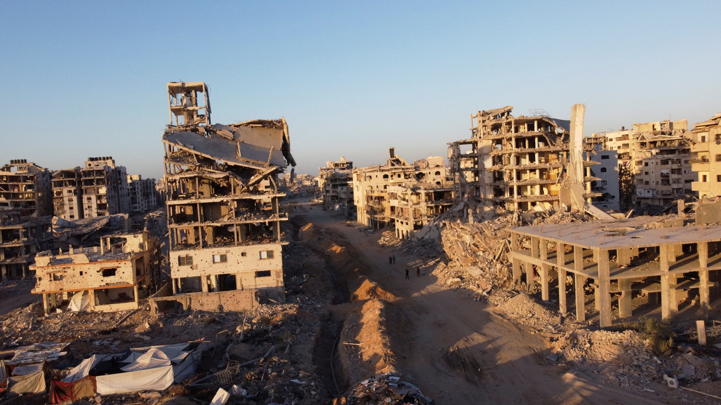 A drone view shows the destruction in a residential neighborhood in Gaza, Palestine, Oct. 25, 2025. (Reuters Photo)