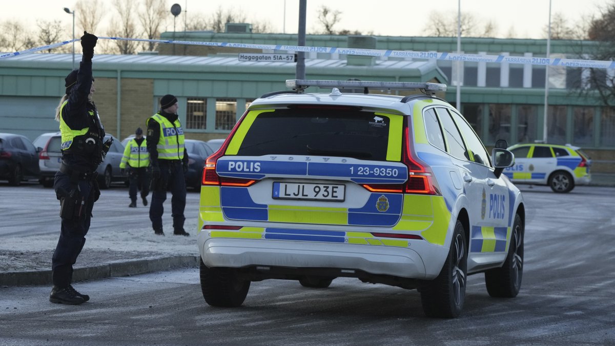 Police guard near the scene of a shooting at an adult education center on the outskirts of Orebro, Sweden, Thursday, Feb. 6, 2025. (AP File Photo)