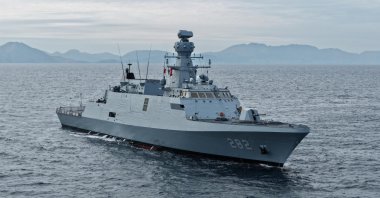 This photo shows the PNS Khaibar corvette at sea in this undated photo. (AA Photo)