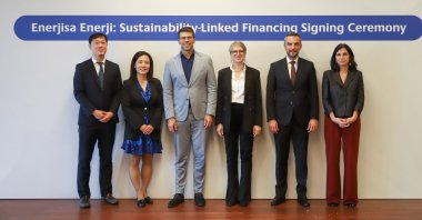 Representatives of Enerjisa Enerji, and banks and financial institutions pose after the financing signing ceremony. (Courtesy of Enerjisa)