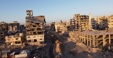 A drone view shows the destruction in a residential neighborhood in Gaza, Palestine, Oct. 25, 2025. (Reuters Photo)