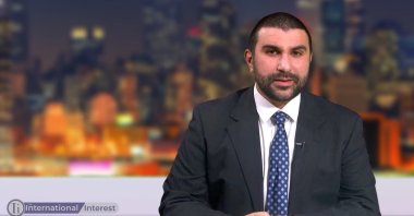 This screengrab shows British journalist and political commentator Sami Hamdi presenting news.