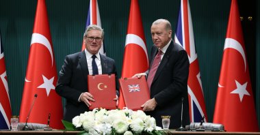President Recep Tayyip Erdoğan and British Prime Minister Keir Starmer attend a ceremony where they signed an agreement for Eurofighter jets, Ankara, Oct. 27, 2025. (DHA Photo)