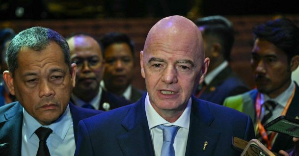 FIFA President Gianni Infantino speaks to the press after attending the signing ceremony of the ASEAN – FIFA memorandum of understanding (MOU) on the sidelines of the 47th Association of Southeast Asian Nations (ASEAN) Summit, Kuala Lumpur, Malaysia, Oct. 26, 2025. (AFP Photo)