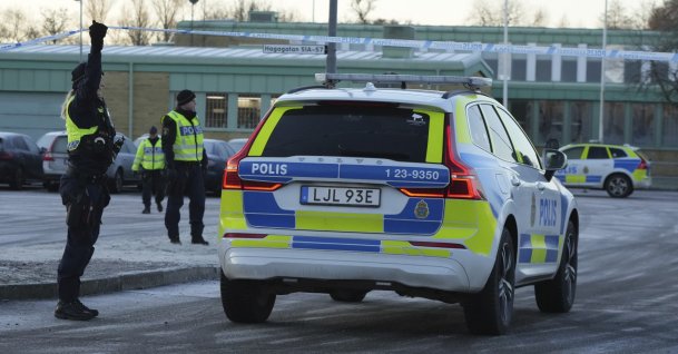 Police guard near the scene of a shooting at an adult education center on the outskirts of Orebro, Sweden, Thursday, Feb. 6, 2025. (AP File Photo)