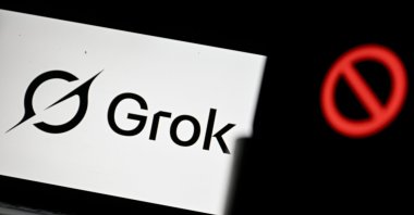 This illustration shows the logo of the Grok chatbot on a screen, Oct. 24, 2025. (AA Photo)