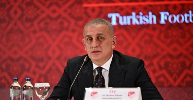 Turkish Football Federation (TFF) President Ibrahim Hacıosmanoğlu speaks during a press conference at the TFF Hasan Doğan National Teams Training and Education Facilities, Istanbul, Türkiye, Oct. 28, 2025. (AA Photo)