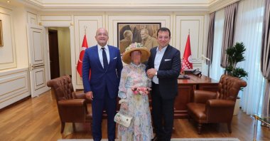 In the undated photo, Hüseyin Gün (L) and former Istanbul Metropolitan Municipality (IBB) Mayor Ekrem Imamoğlu (R) pose for a photo, Istanbul, Türkiye. (IHA Photo)
