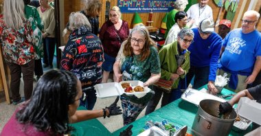 Senior citizens receive a hot meal at the Roosevelt Community Center in Charleston, West Virginia, U.S., March 19, 2025. (Reuters Photo)