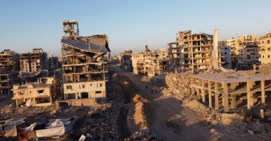 A drone view shows the destruction in a residential neighborhood, after the withdrawal of the Israeli forces from the area, amid a ceasefire between Israel and Hamas in Gaza, in Gaza City, Oct. 25, 2025. (Reuters Photo)