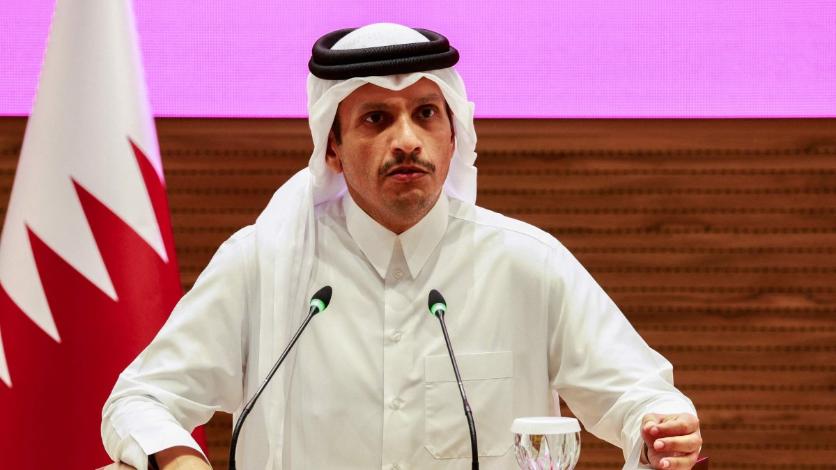 Qatar's Prime Minister and Foreign Minister Mohammed bin Abdulrahman al-Thani addresses a press conference following Israeli strikes, Doha, Qatar, Sept. 9, 2025. (AFP File Photo)