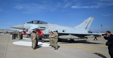 A British Typhoon fighter jet is seen at an air base, Ankara, Türkiye, Oct. 27, 2025. (AA Photo)