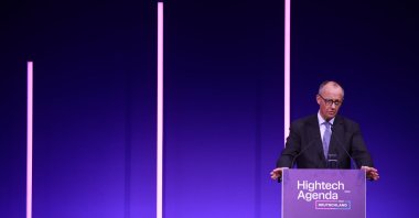 German Chancellor Friedrich Merz speaks during an event in Berlin, Germany, Oct. 29, 2025. (EPA Photo)
