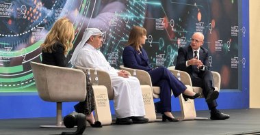 Treasury and Finance Minister Mehmet Şimşek speaks during a panel on the sidelines of the Future Investment Initiative Forum (FII), Riyadh, Saudi Arabia, Oct. 29, 2025. (AA Photo)