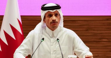 Qatar&#039;s Prime Minister and Foreign Minister Mohammed bin Abdulrahman al-Thani addresses a press conference following Israeli strikes, Doha, Qatar, Sept. 9, 2025. (AFP File Photo)