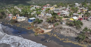 Drone view of damage to coastal homes after Hurricane Melissa made landfall, in Alligator Pond, Jamaica, Oct. 29, 2025. (Reuters Photo)