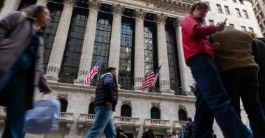 The New York Stock Exchange (NYSE) stands in lower Manhattan, Oct. 29, 2025. (AFP Photo)