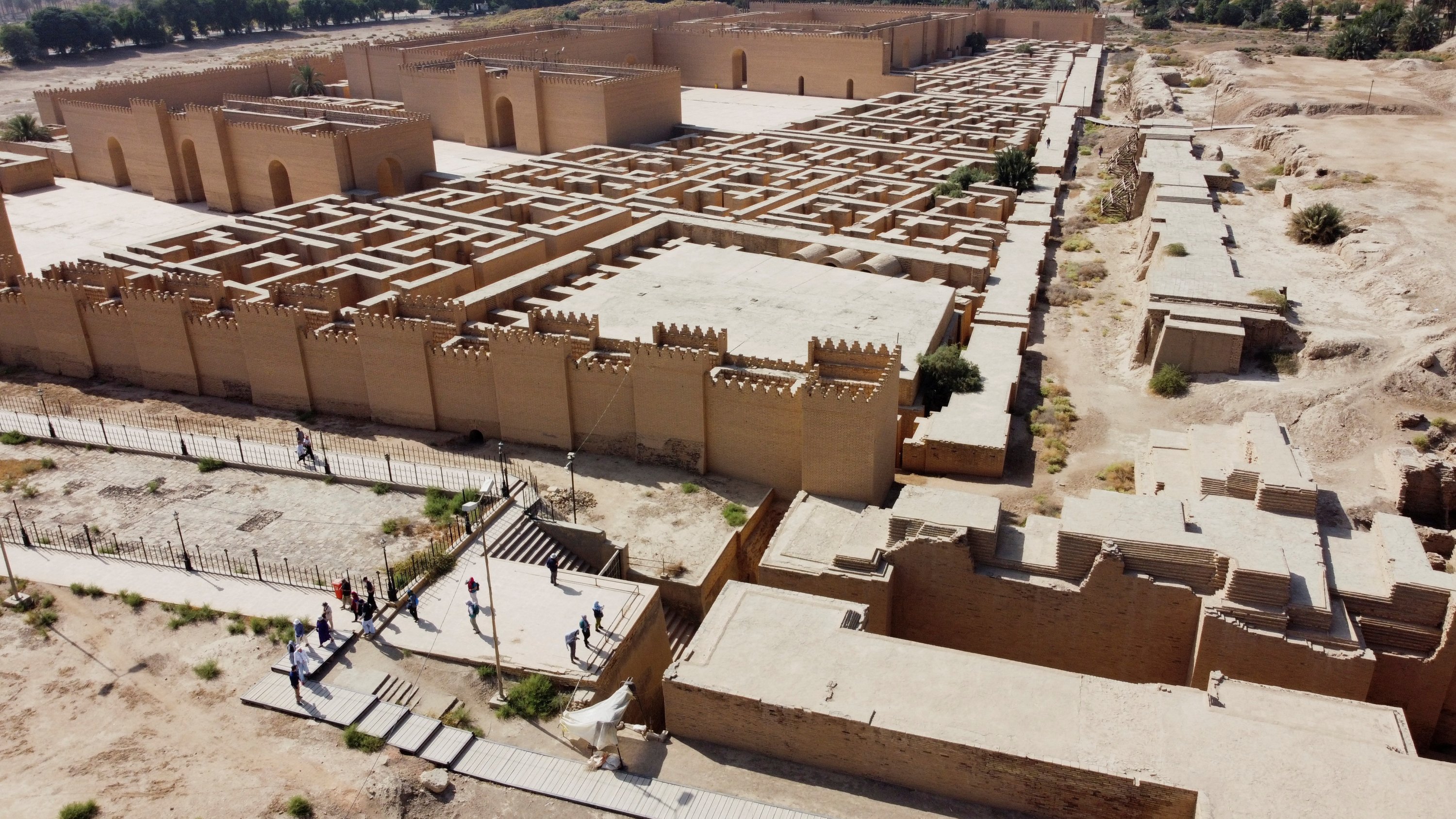 Una vista de drone muestra la antigua ciudad de Babilonia, declarada Patrimonio de la Humanidad por la UNESCO, Babilonia, Irak, 22 de octubre de 2025. (Foto de Reuters)