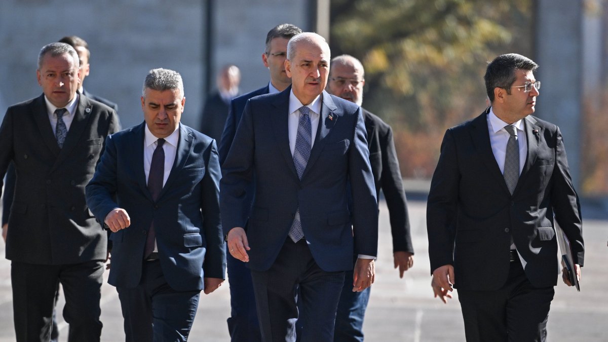 Parliament Speaker Numan Kurtulmuş arrives at the Grand National Assembly, Ankara, Türkiye, Oct. 30, 2025 (AA Photo)