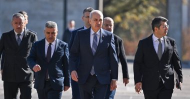 Parliament Speaker Numan Kurtulmuş arrives at the Grand National Assembly, Ankara, Türkiye, Oct. 30, 2025 (AA Photo)