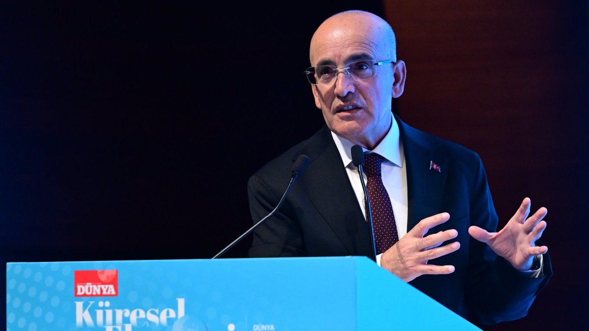 Treasury and Finance Minister Mehmet Şimşek speaks during an event in Istanbul, Türkiye, Oct. 31, 2025. (AA Photo)