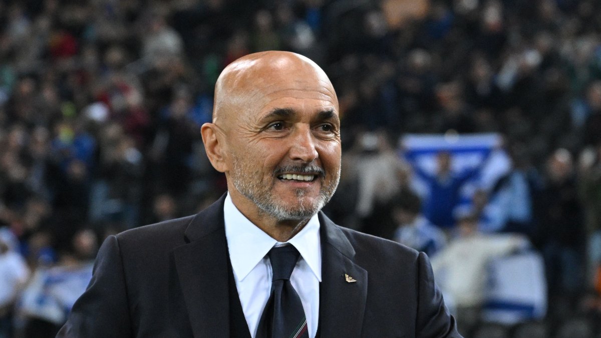 Italy's head coach Luciano Spalletti smiles during the UEFA Nations League, Ligue A Group A2 football match between Italy and Israel at the Friuli stadium, Udine, Italy, Oct. 14, 2024. (AFP Photo)