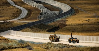 Turkish armored vehicles are seen along with the security walls, Van, Türkiye, Sept. 4, 2021. (Shutterstock Photo)