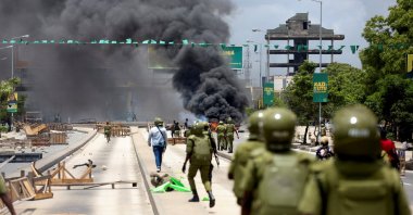 Tanzanian riot police disperse demonstrators during violent protests that marred the election following the disqualification of the two leading opposition candidates, Dar es Salaam, Tanzania, Oct. 29, 2025. (Reuters Photo)