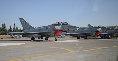British Typhoon fighter jets are seen at the Mürted Air Base, Ankara, Türkiye, Oct. 27, 2025. (AA Photo)