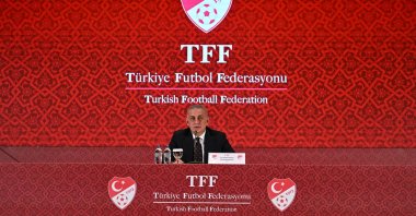 Turkish Football Federation President Ibrahim Hacıosmanoğlu speaks during a news conference at the TFF Hasan Doğan National Teams Camp and Training Facilities, Istanbul, Oct. 27, 2025. (AA Photo)