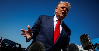 Donald Trump speaks to reporters as he arrives at Palm Beach International Airport, West Palm Beach, Florida, U.S., Oct. 31, 2025. (AFP Photo)