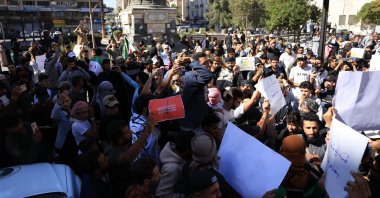 People protest the YPG, Damascus, Syria, Oct. 31, 2025. (AA Photo)
