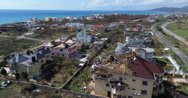 An aerial view shows damaged buildings in the aftermath of Hurricane Melissa, in Westmoreland, Jamaica, Oct. 31, 2025. (AFP Photo)