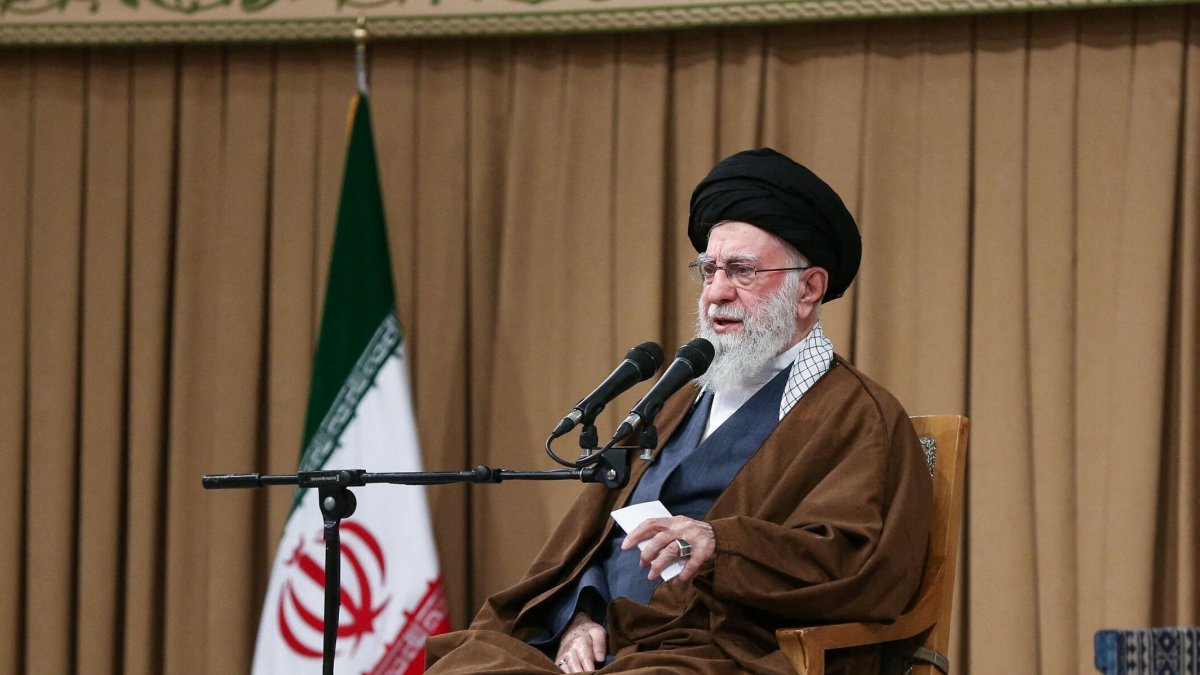 Iran&#039;s Supreme Leader Ayatollah Ali Khamenei speaks during a meeting with students in Tehran, Iran, Nov. 3, 2025. (Handout via Reuters)