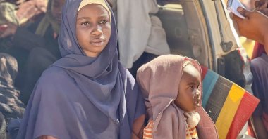 War-displaced Sudanese children are seen as they flee RSF atrocities in Darfur, Sudan, Nov. 3, 2025. (AA Photo)