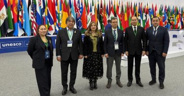 Türkiye’s permanent representative to UNESCO, Gülnur Aybet, at UNESCO’s 43rd General Conference in Samarkand, Uzbekistan, Nov. 3, 2025. (AA Photo)